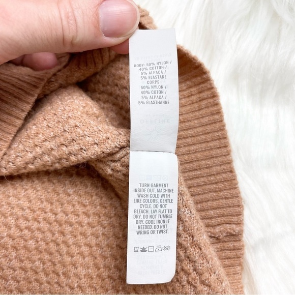AERIE Offline Waffle Knit Crewneck Sweater Tan Size Small - Picture 5 of 6